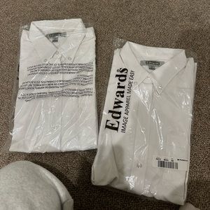 Two Edwards Long sleeve collared dress shirts